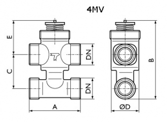 Вентиль 3-х ходовой с байпасом 4MV 20-2,5N